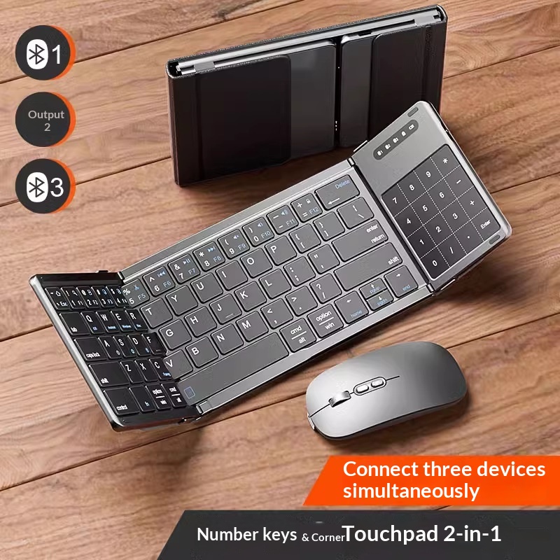 Adjustable Laptop Table - Mengzu Tri Fold Wireless Bluetooth Keyboard